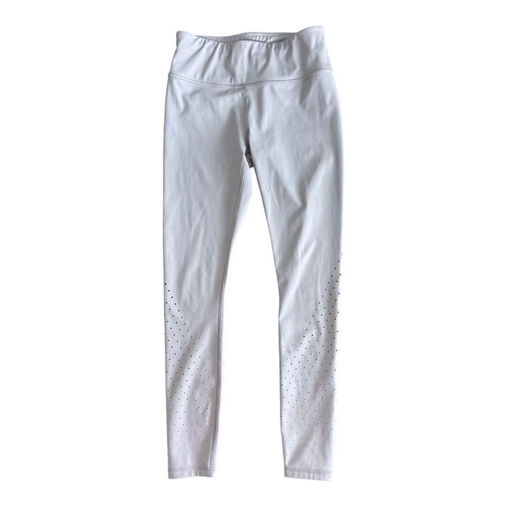 Athleta Womens Fearless Tadasana Laser Cut Leggings Athletic Ombre Gray Pink XS